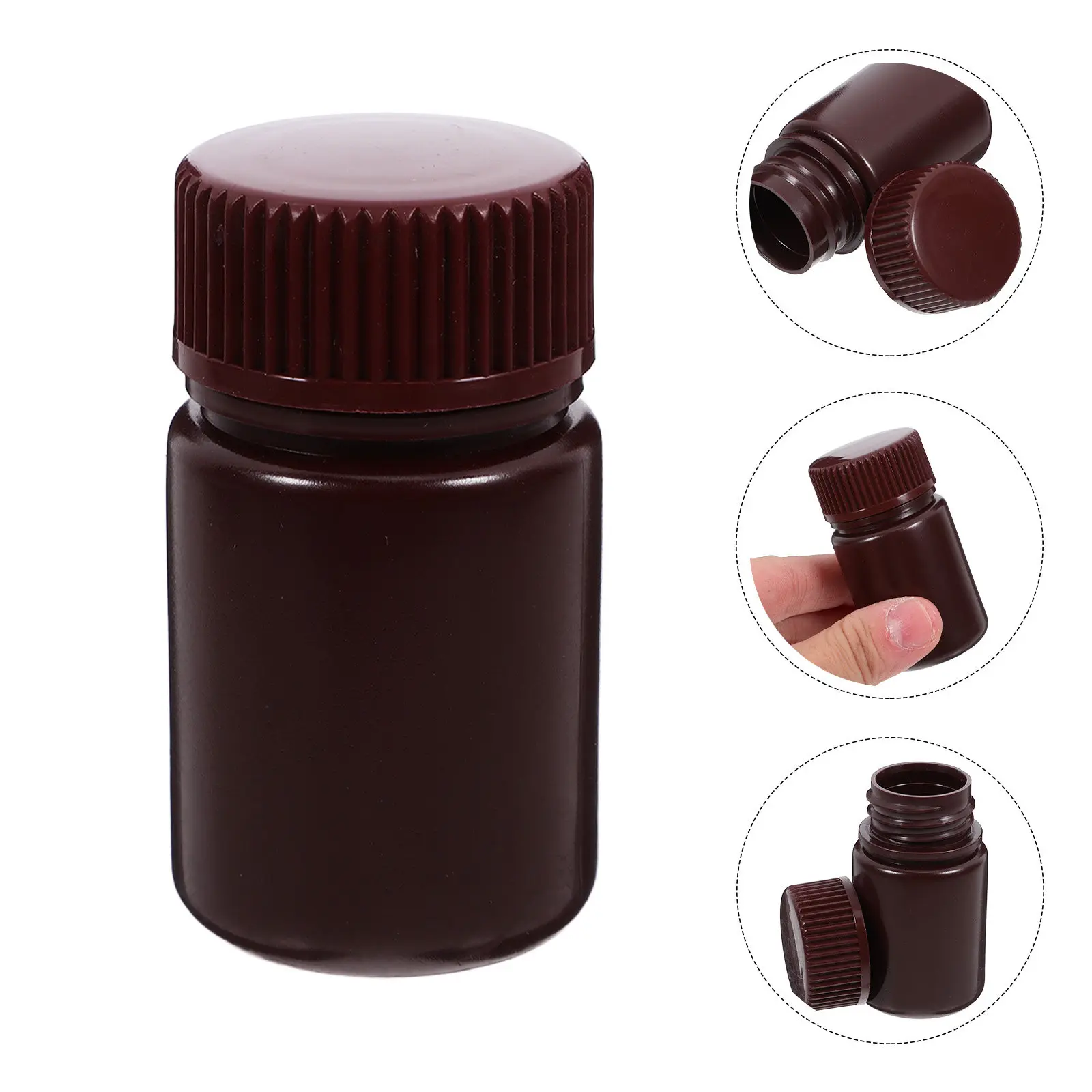 Lab Reagent Bottles Wide Mouth 60Ml Empty Sample Containers Secure Cap Design for Water Chemical Liquid Storage Portable
