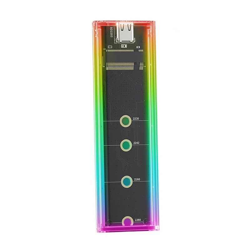 Unidad de estado sólido M.2, carcasa SSD NVME NGFF, protocolo Dual, luz RGB, carcasa SSD Nvme M2, compatible con UASP para ordenador portátil