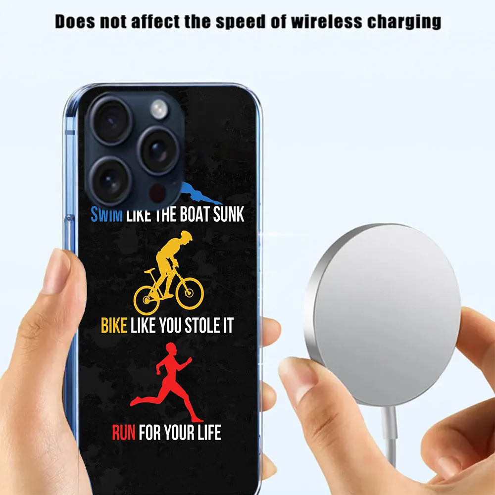 Triathlon Swim Bike Run Capa Phone Case For Iphone 17 Air 16 Pro Max 15 12 Pro 14 Plus 17E 16E 11 13 Mini Cover Cases Fundas Cel