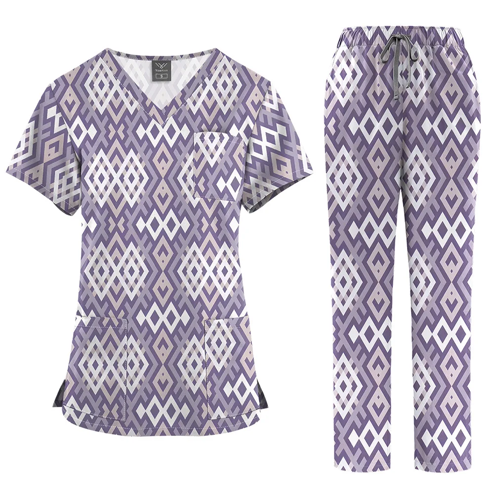 Ensemble de lavage des mains imprimé, mince, confortable et respirant, uniforme de travail imprimé de dessin animé médical pour médecin et infirmière