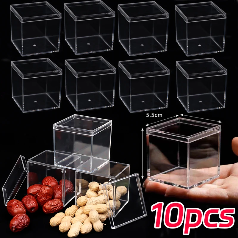 10 Pcs Packing Box Gift Container Party Candy Bag Containers Cookie for Giving Square Acrylic Boxes Cake Storage Packaging Case