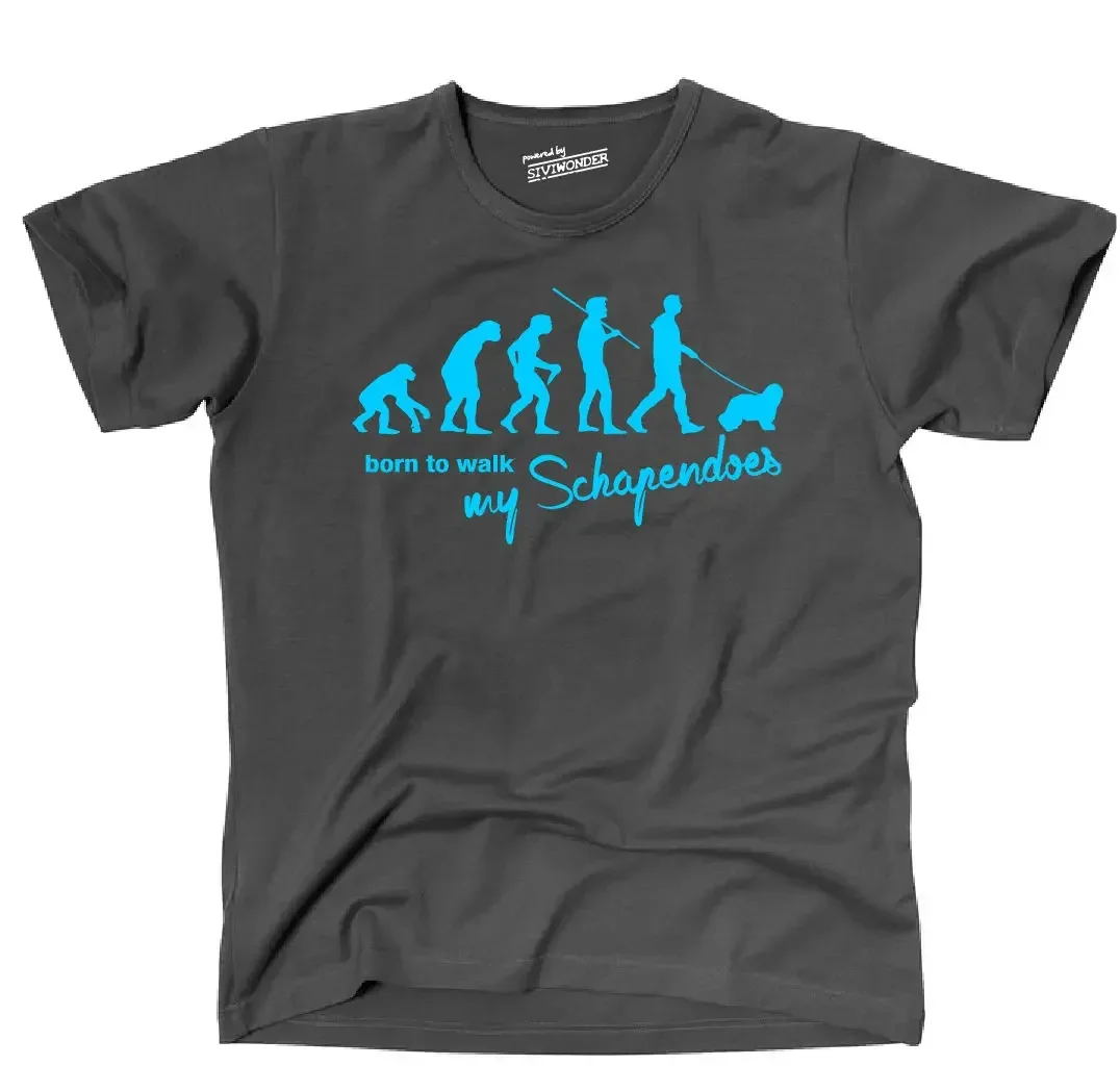2019 Flash Slim Fit Crew Neck Evolution Schapendoes Born To Walk Hunde Hund Siviwonder Casual Tee Shirts