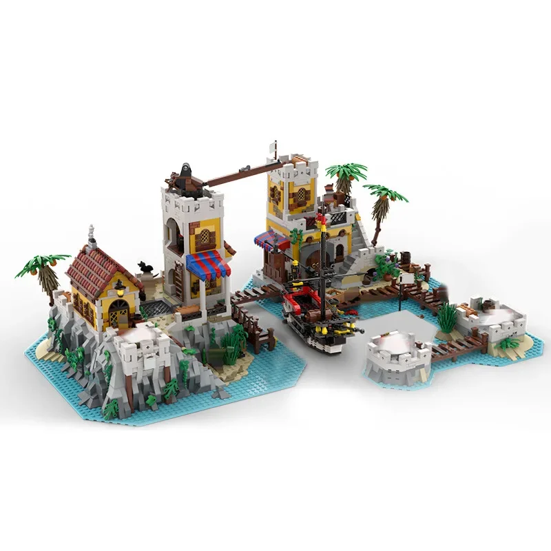 BuildMoc Imperial Fortress Eldorados Pirate Van Dykes Island Building Blocks 21322 Barracudas Bay Empire Soldiers Children Gifts