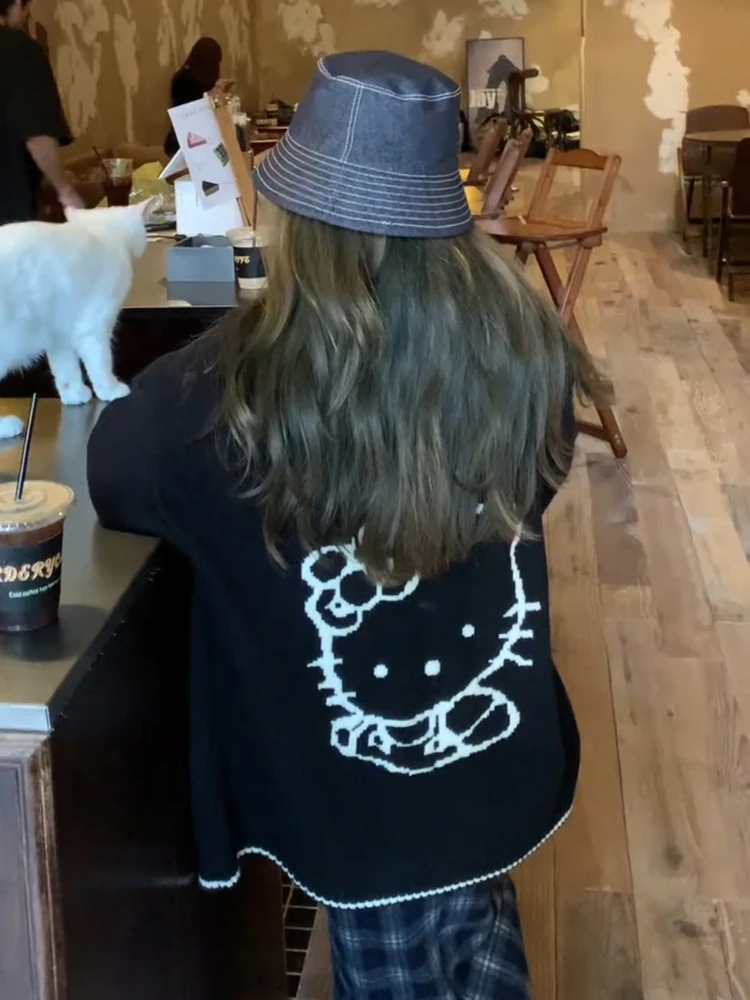 

Мягкий трикотаж Long Sve V-Ne, женский нежный свободный крой, осенняя верхняя одежда, удобный теплый свитер с мультяшным принтом