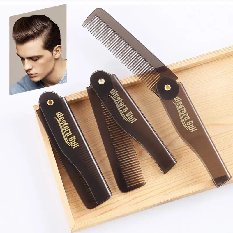Portable Foldable Pocket Comb Oil‑Head Plastic Beard Comb Hair Styling Tool for Men & Women Barber Folding Hair Comb