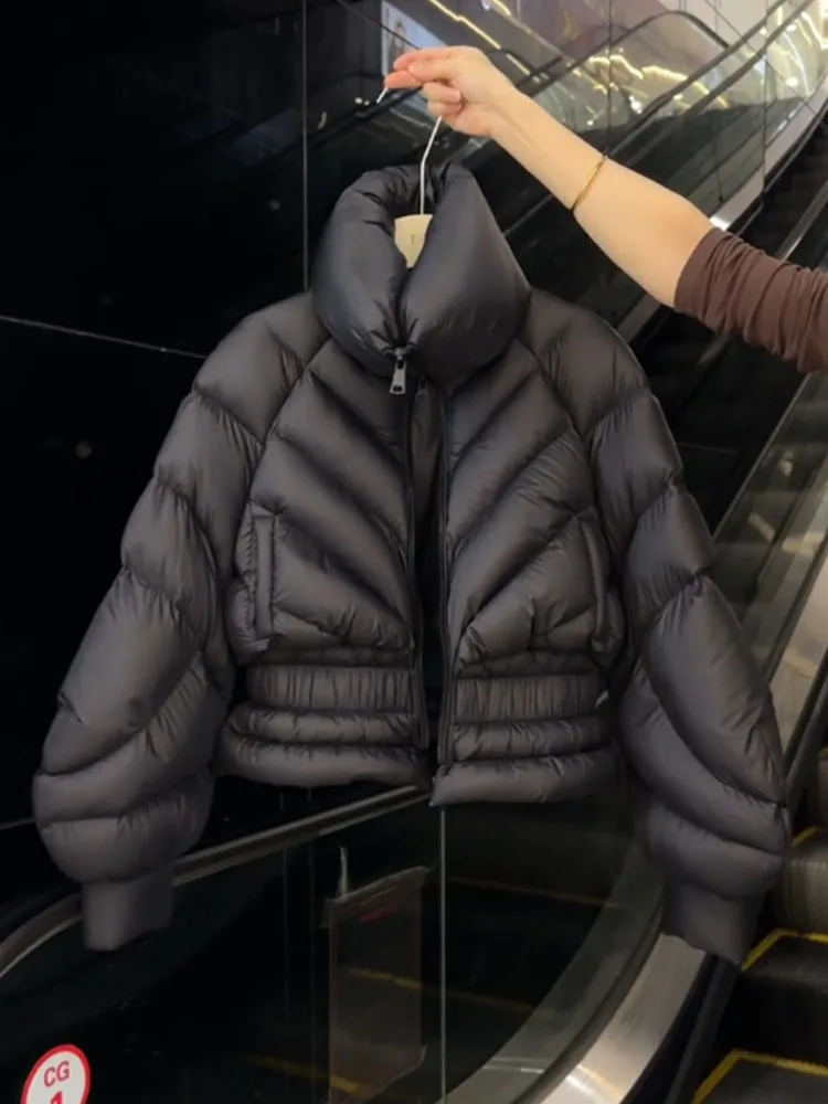 엘리 하이웨이스트 오트 블라 다운 재킷 여성용 겨울 2025 신상 슬레 한국 버전 나일론 원단 롱 코트