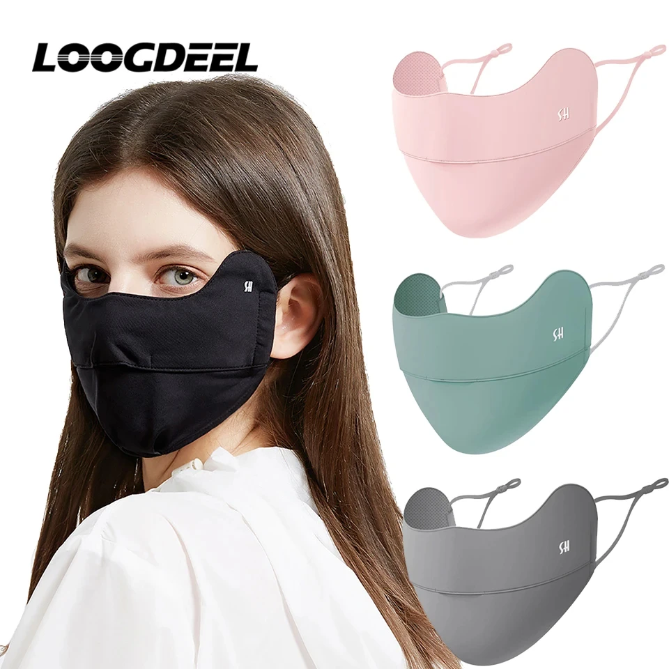 LOOGDEEL UV Sun Protection Cycling Ice Silk Face Mask Adjustable Breathable Bandana Men Women Hunting Running Sports Mask Scarf