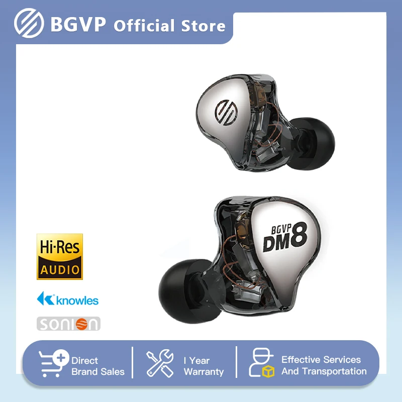 BGVP DM8 In-Ear Monitors Earphone 8BA Knoweles&Sonion Balanced Armature IEM HiFi Headset With MMCX Interface Support Customized