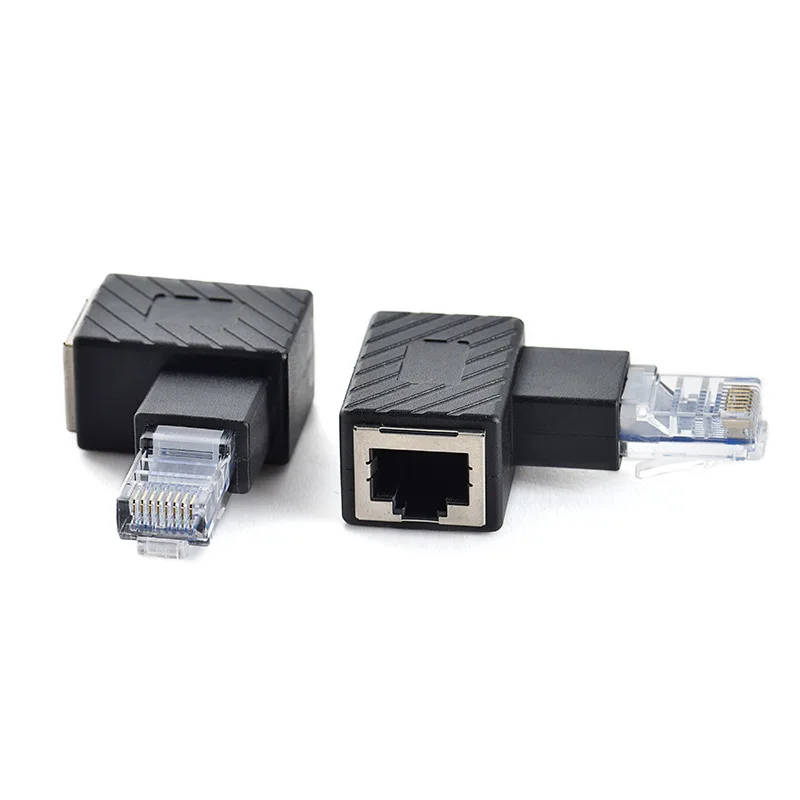 Adaptor Ethernet sudut kanan kiri atas bawah, 90 derajat dan 270 derajat RJ45 8P8C Ethernet Female ke 8P8C Male Adapter