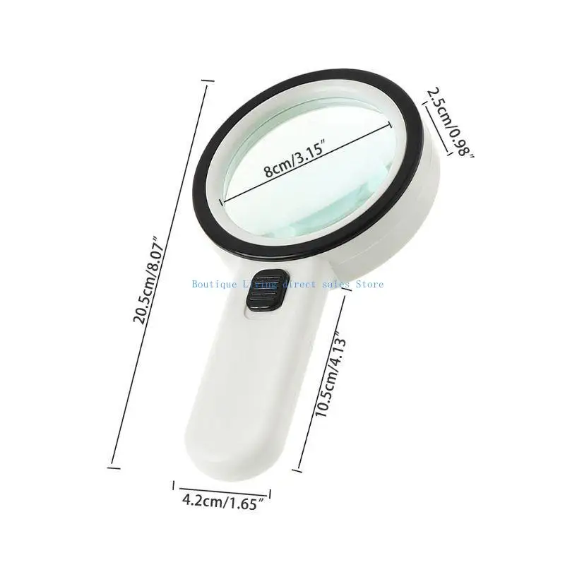 

Magnifier Glass with Light 30X Handheld 12 LED Illuminated Lighted Glasses for Seniors & Kids