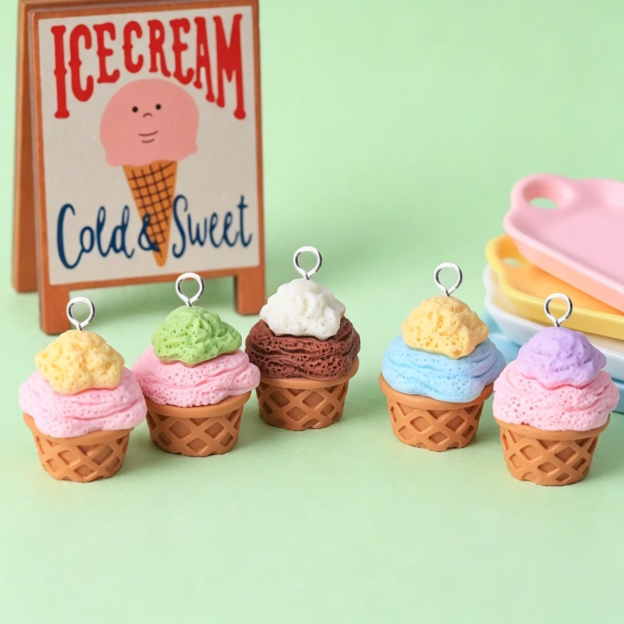 10Pcs Cute 3D Ice Cream Cone R - Resin Craft Supplies review and price