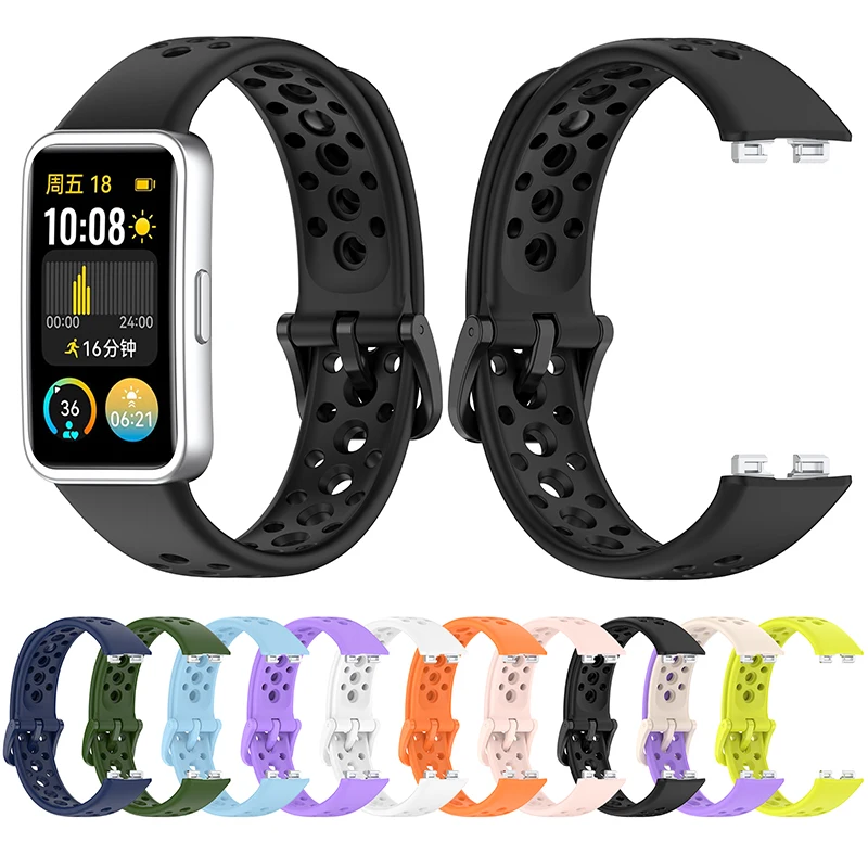 Silicone Straps For Huawei Band 10 9 8 Replacement Sport Breathable Bracelet Correa Huawei smart Band 8 9 10 Strap Accessories