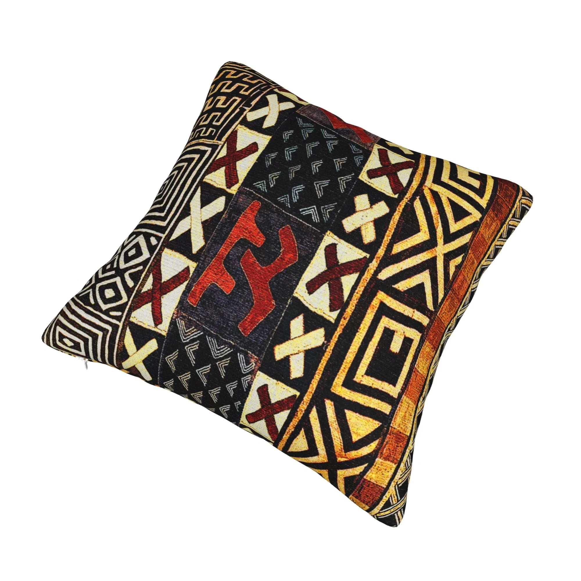 Abstrakter Kissenbezug im afrikanischen Stil, doppelseitiger, flacher Druck, Polyesterstoff, ultraweich, bequem, hautfreundlich