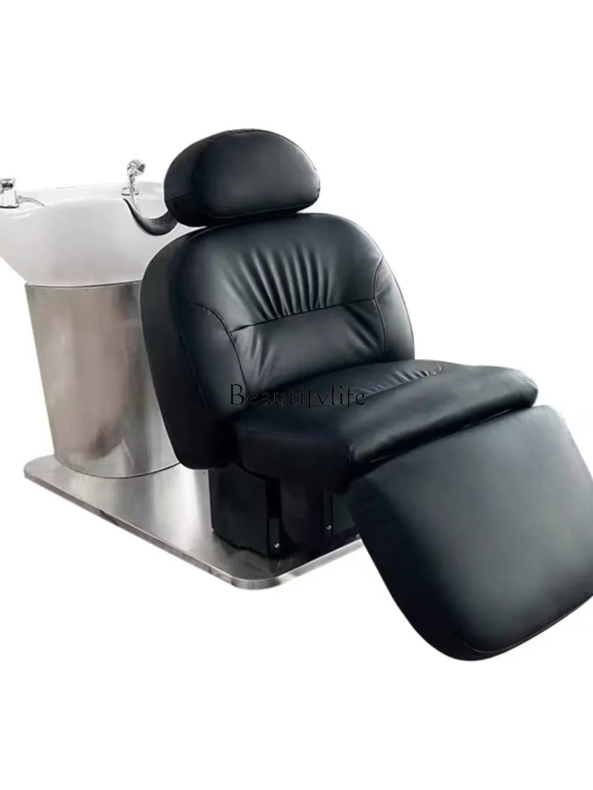 

Barber Shop Ceramic Basin Half Lying Electric Shampoo Chair Rotating Flushing Bed Split