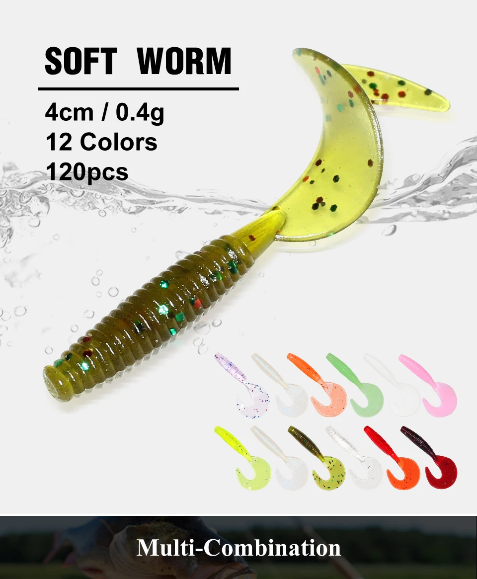 120 Stücke Neue Weiche Köder 4cm 0,4g Angelköder Kunststoff Silikon Wurm Moggot Grub Köder Salzwasser Wobbler Karpfen Swimbait für Hecht Werkzeug – Detail 1