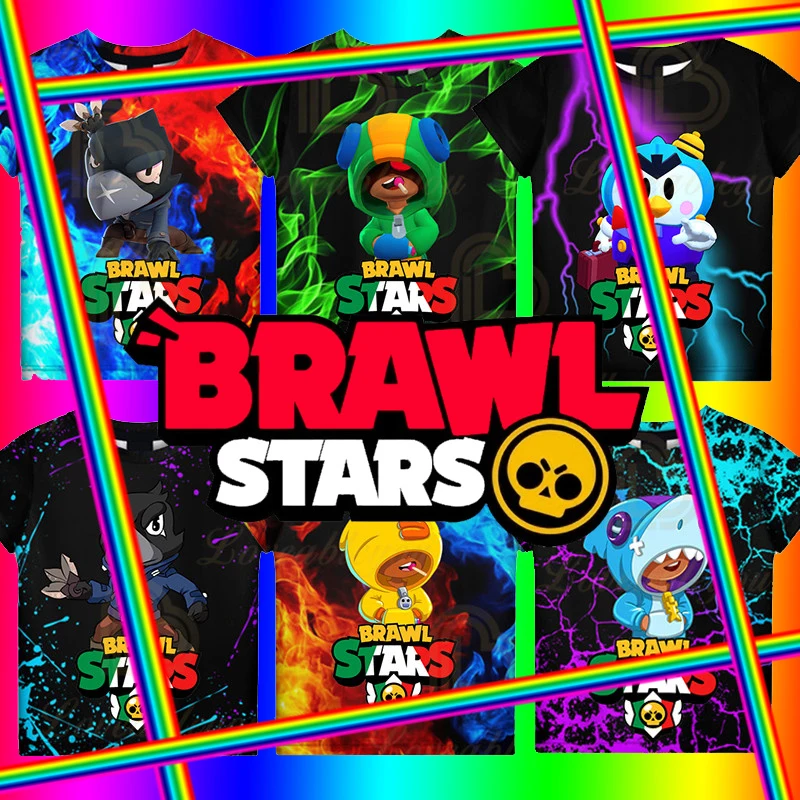 

3D Print T Shirts Crow Spike Leon Anime Figures Kids T-shirt Brawl Stars Game Boys Girls Cartoon Tops Teen Clothes