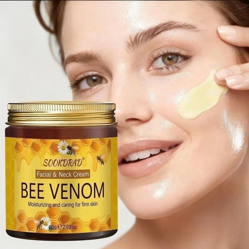 

Bee Venom Facial & Neck Cream, natural bee venom, moisturizing firming, face neck, daily use, 80g/2.82oz, gentle skin-friendly