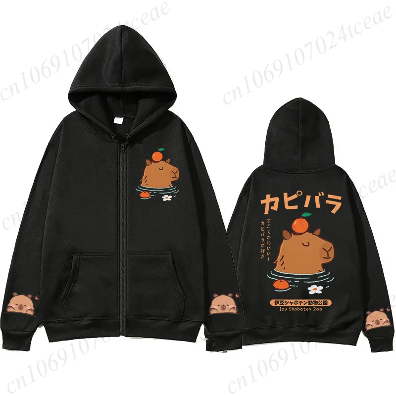 Capybara Anime Cartoon Hoodies for Women Funny Capibara Rodent Animal Lover Pink Hoodies Autumn Wonter Female Kids Manga Hoodies