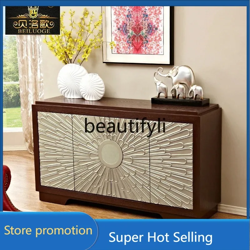 SMT07  European side cabinet neoclassical carved locker modern entrance cabinet solid wood