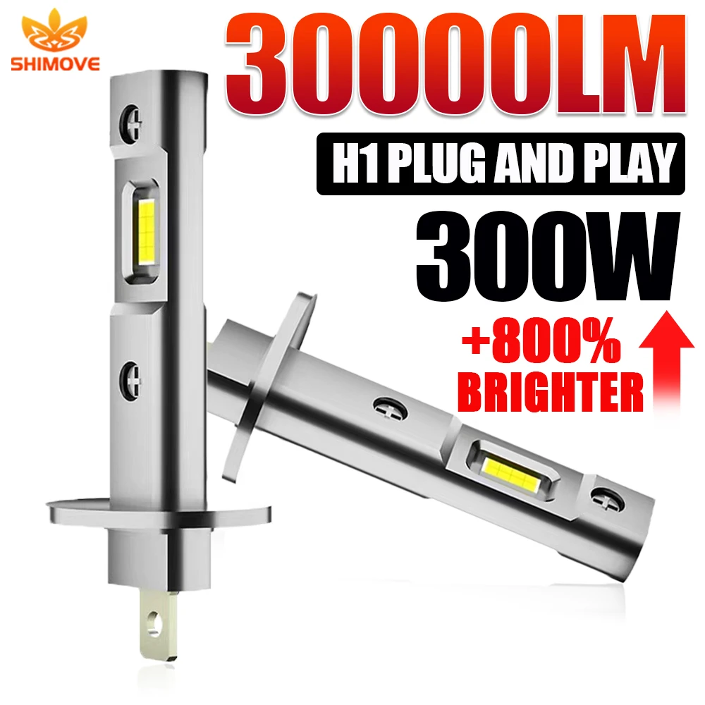 H1 LED Bulb Mini 300W 30000LM CSP for Car Headlamp Fanless Light Auto Diode Fog Lamps Automobile  Led Headlight 12V 6000K