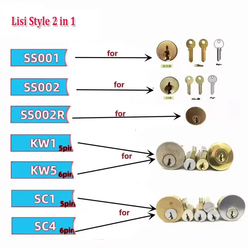 Lishi style 2 in 1 2in1 SS001 SS002 PRO Tools for S-Groove Door Lock,Pro 2 in 1 Decoder and Pick Tools locksmith tools