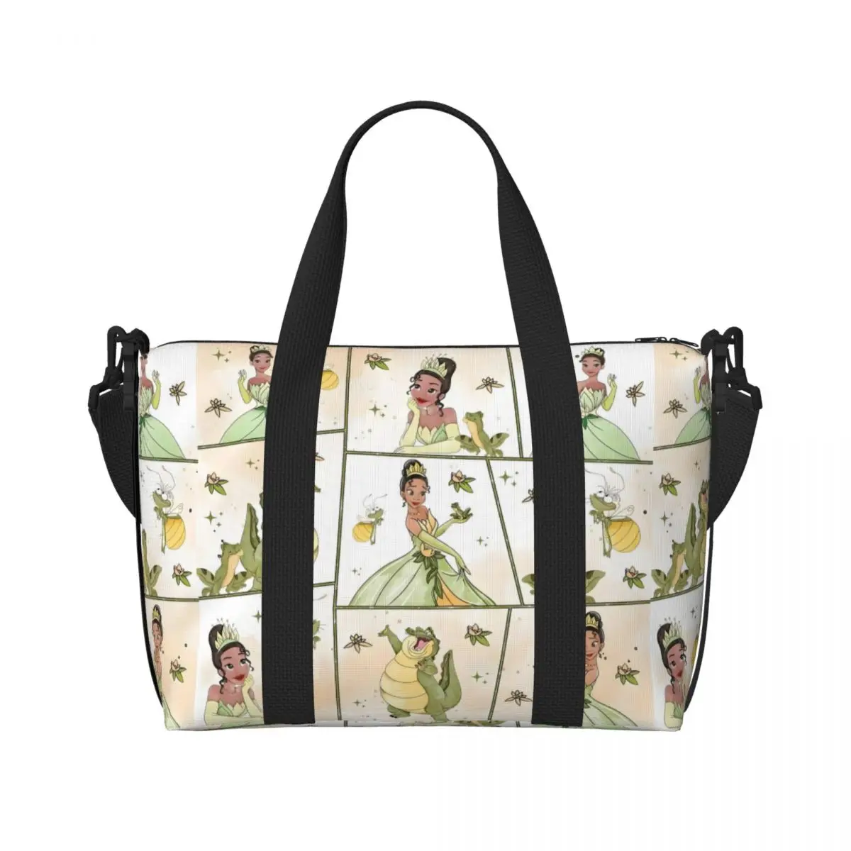 

Большая женская сумка-шоппер с принтом «Принцесса и лягушка», пляжная, спортивная, дорожная сумка