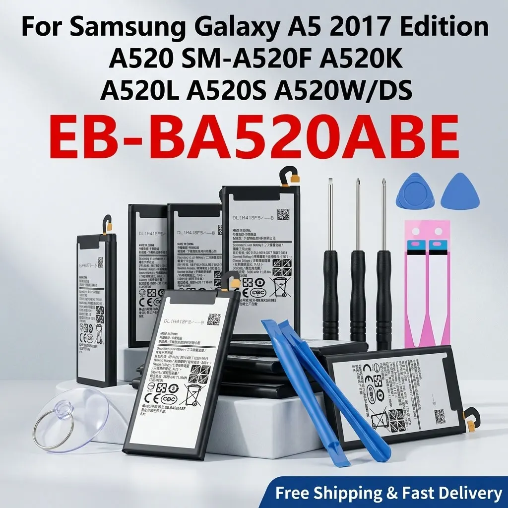 

for Samsung Galaxy A5 2017 Edition A520 SM-A520F A520K A520L A520S A520W/DS EB-BA520ABE 3000mAh Battery + Tools Kit