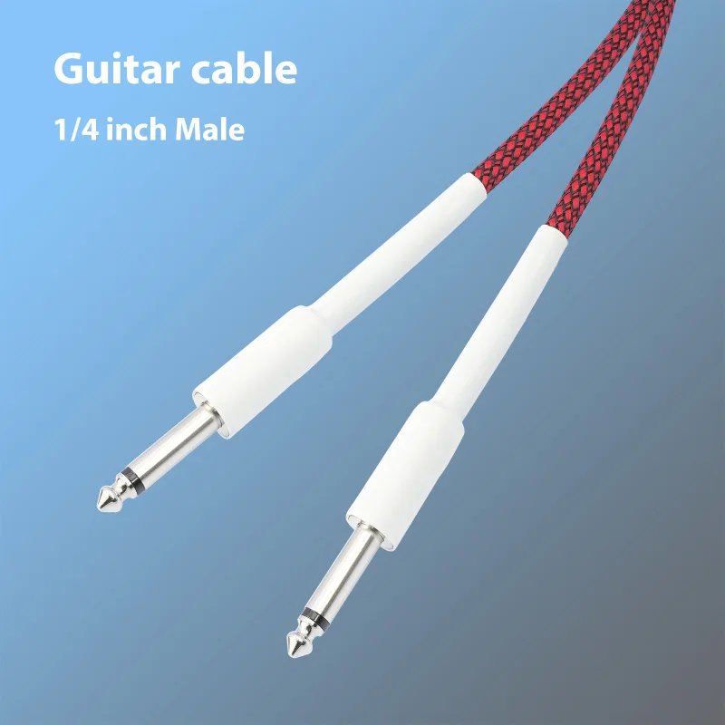 Dual Straight 6.35mm Male to Male Electric Guitar Audio Cable Noiseless Bass Cable 1/4 Inch TS Electric Guitar Speaker Cable