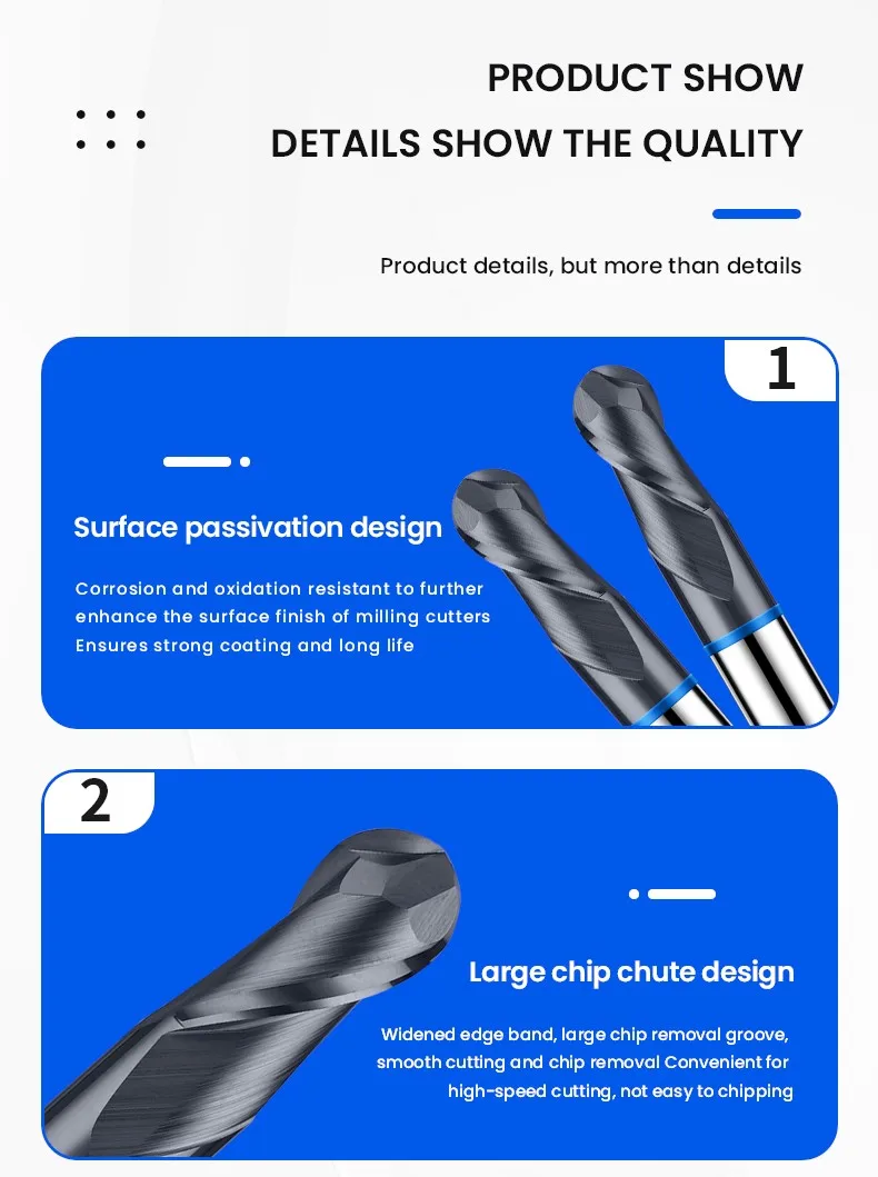 Gamont TGB-HRC65 4f farb kreis kugel fräser wolfram stahl karbid schwarz beschichtung fräser cnc mechanische end fräser werkzeuge – Detail 12