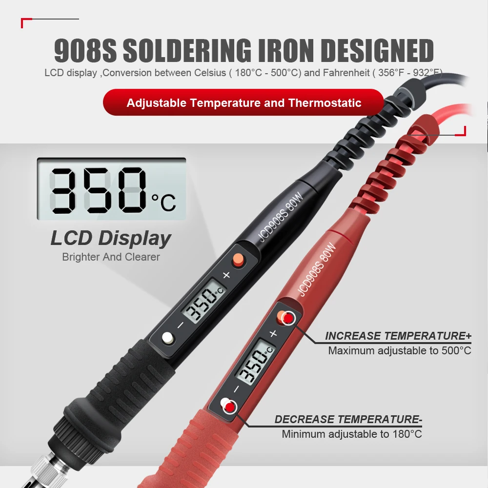 JCD 80W LCD saldatore 220V 110V temperatura regolabile Saldatura Strumento di riparazione della saldatura Kit di punte per saldatore a caldo in ceramica