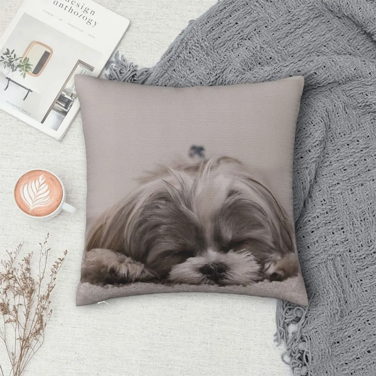 

Shih Tzu Sleeping Pillowcase Polyester Pillows Cover Cushion Comfort Throw Pillow Sofa Decorative Cushions Used for Home Bedroom