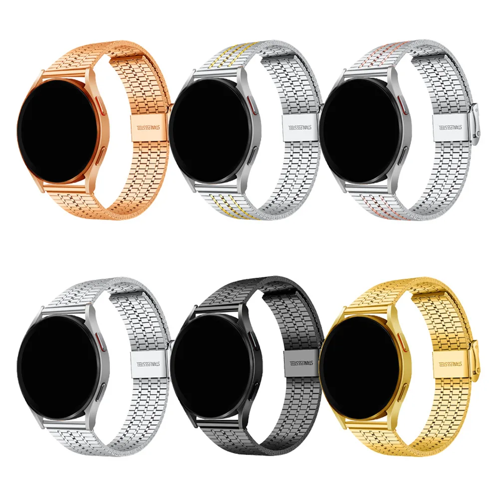 20/22 mm Metallarmband mit sicherer Schnalle, passend für das Huawei GT5 Quick-Release-Milanese-Edelstahlarmband mit sieben Perlen