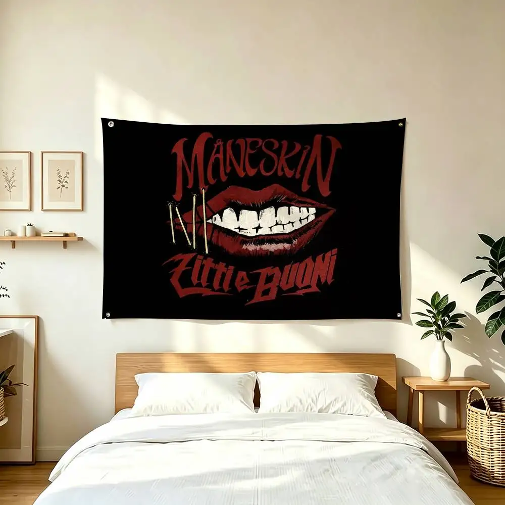 M-Maneskin R-Rock Band  Flags for Bedrooms Home Decor Items Outdoor Decors Garage Decoration Flaga