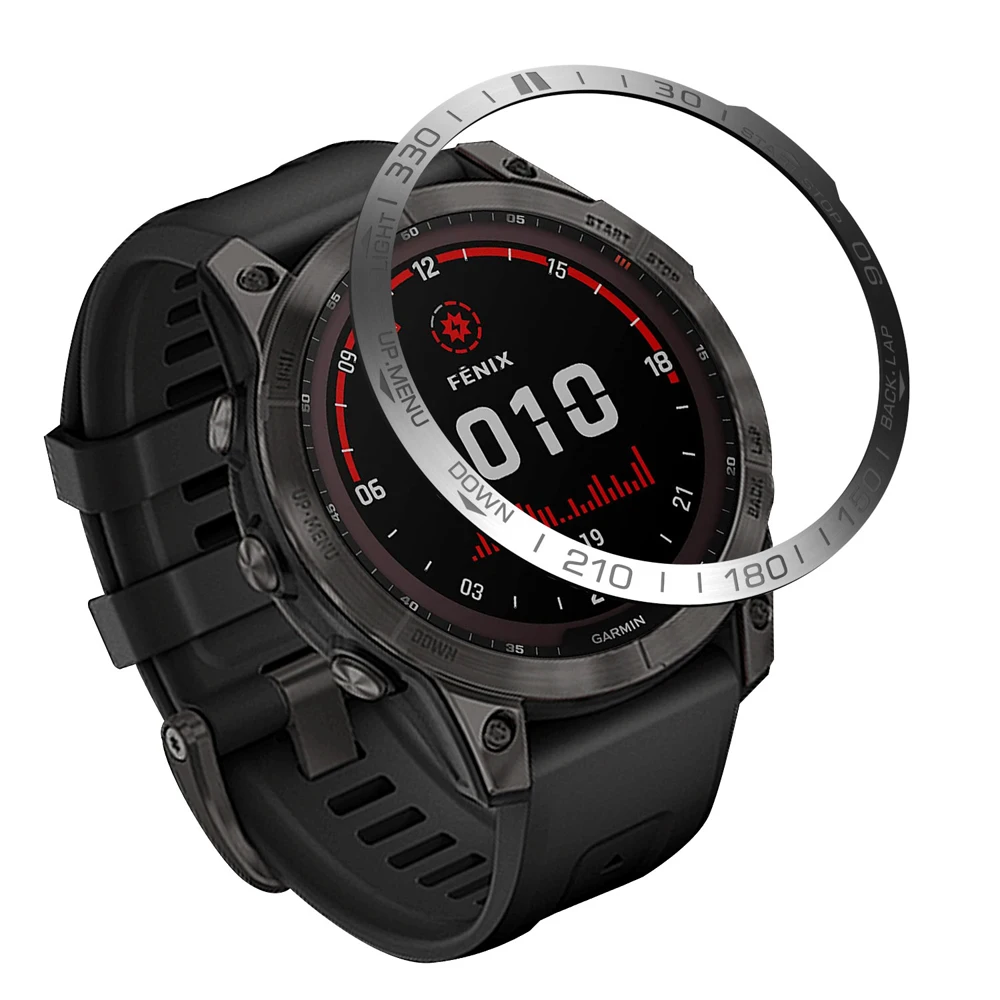 Bisel para Fenix 6X 6X Pro/Fenix 7X, cubierta adhesiva de acero inoxidable, anillo Protector antiarañazos para Garmin Fenix 7X 6X