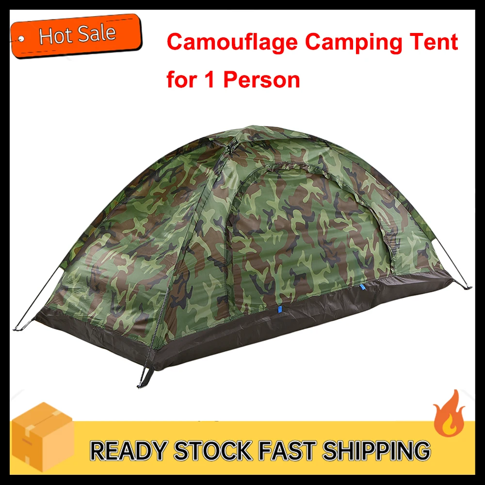 Camping Tent for 1 Person Single Layer Outdoor Portable Camouflage Travel Beach Tent