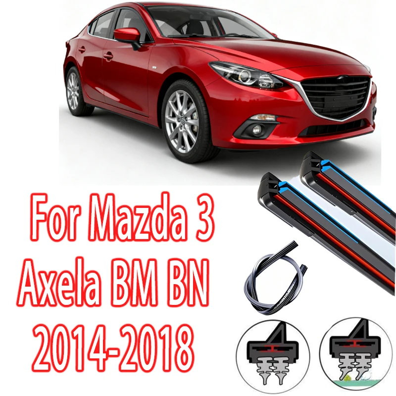 

Wiper Front Hybrid Wiper Blades For Mazda 3 Axela BM BN 2014-2018 Windshield Windscreen Window Rain Brushes 24"+18" Accessories