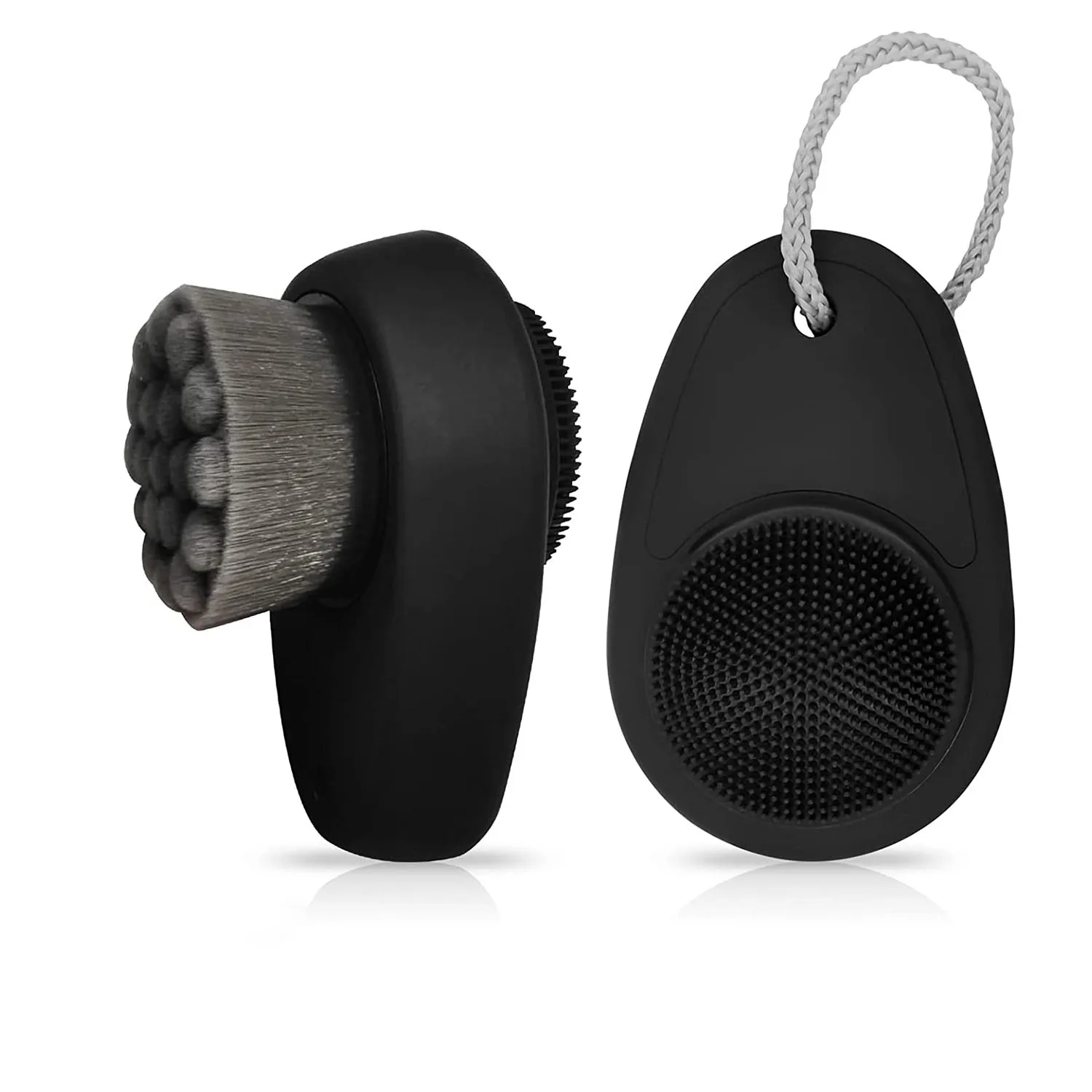 Silicone Face Scrubber Cleaner Brush Soap Bubbles Handheld Facial Exfoliating Brush Soft Scrubber Black Cleaning Pore