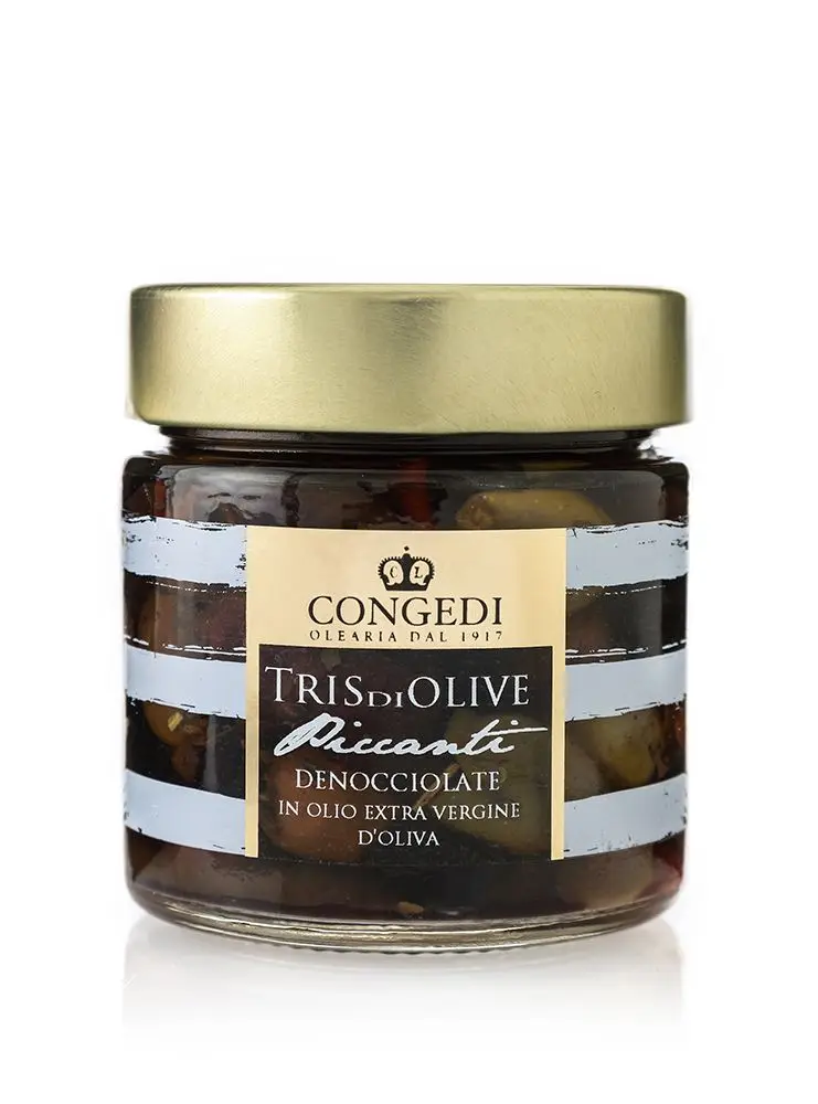 Oliwki Tris di Olive Piccanti Denocciolate 230g - Congedi