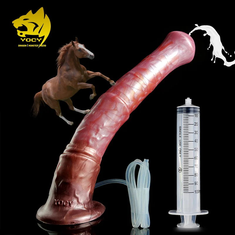 YOCY Realistic Horse Dildo Ejaculating Fantasy Long Animal Penis Silicone Anal Dildos For Masturbator Sex Toy For Women Men