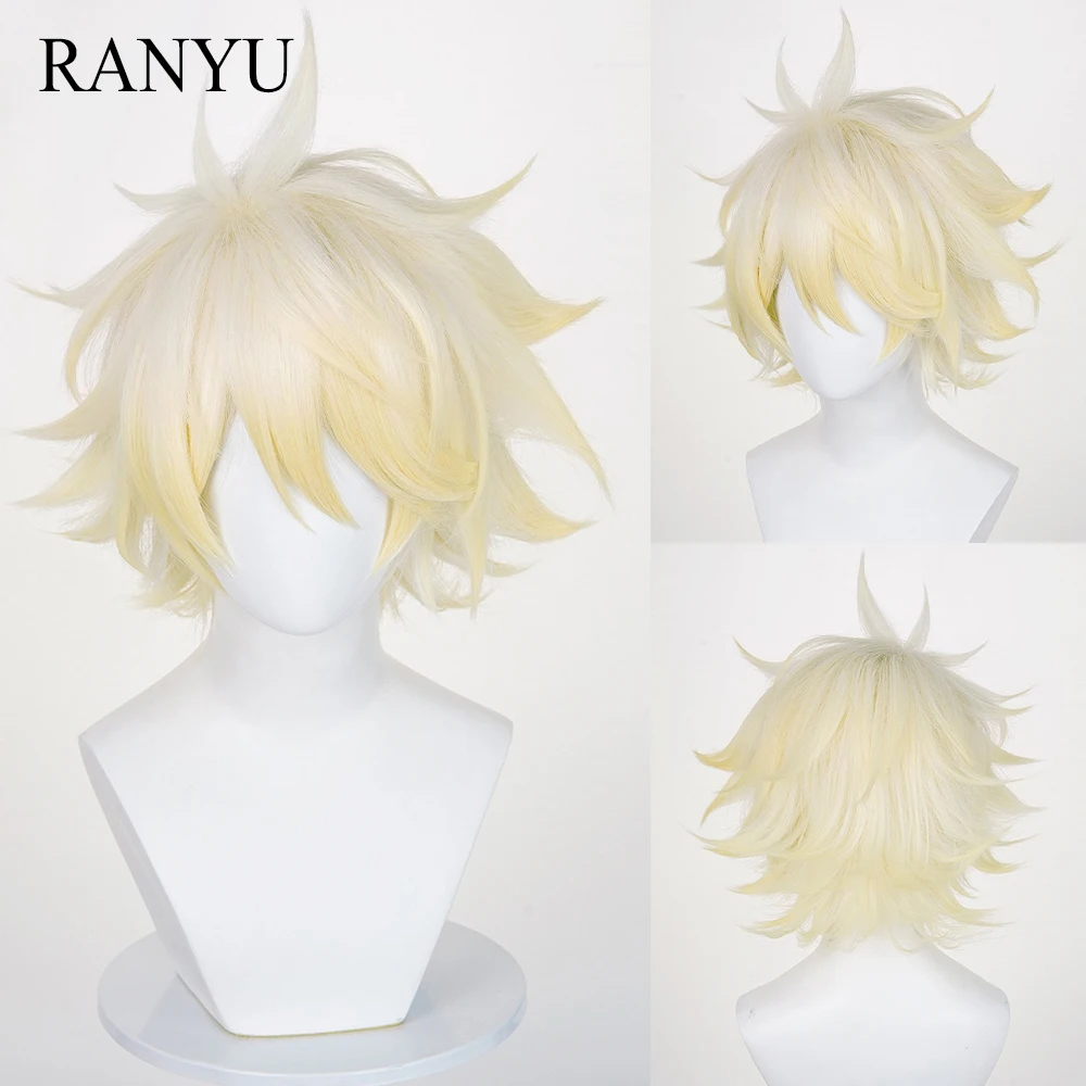 

Short White Ombre Blonde Synthetic Wig Anime Game Phainon Cosplay Fluffy Heat Resistant Wig for Daily Party