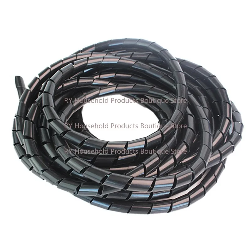 Cable Sleeve Winding Pipe Spiral Wrapping PE White/Black Wire Organizer Sheath Tube 4mm-30mm Plastic Tape Management Protector
