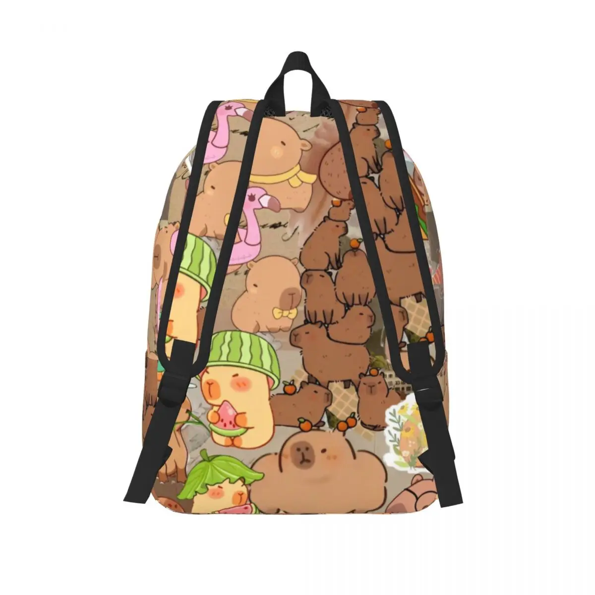 Foodie capivara bonito mochila primária do ensino médio estudante bookbag adolescentes lona daypack caminhadas