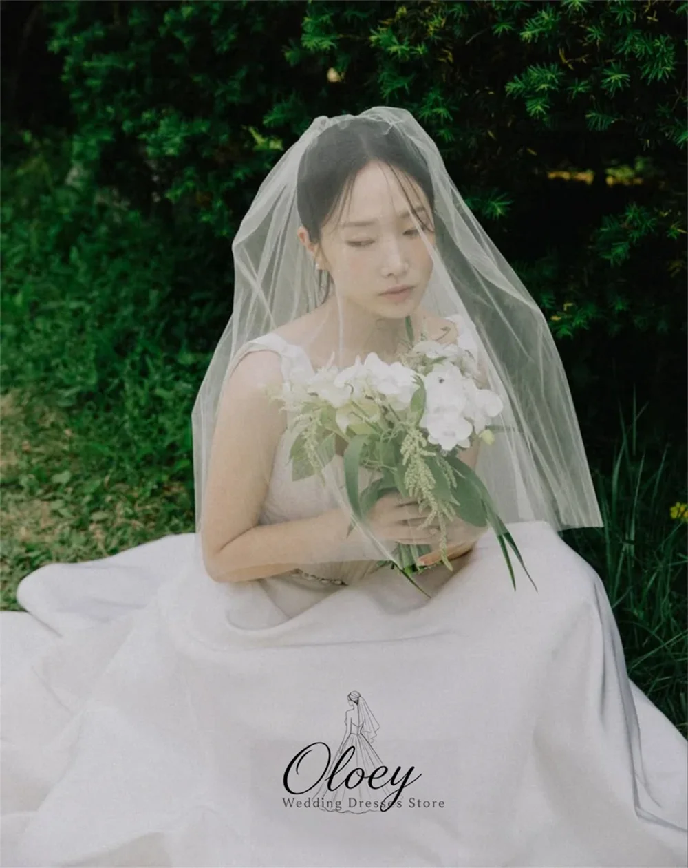 OLOEY Chic Square Neck Two Piece Korea Wedding Dress Photo Shoot Sleeveless A-Line Customized Bridal Gown Outdoor Wedding Dress