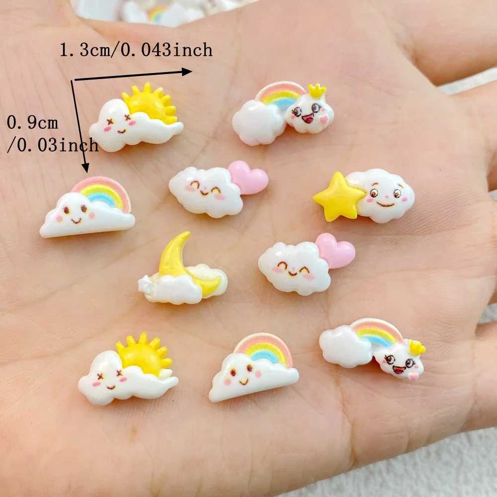 30ชิ้นเมฆการ์ตูนน่ารักใหม่ชุดดวงอาทิตย์สีรุ้งเครื่องประดับ3D Cabochon เครื่องประดับสมุดภาพ DIY อุปกรณ์ตกแต่งเล็บ