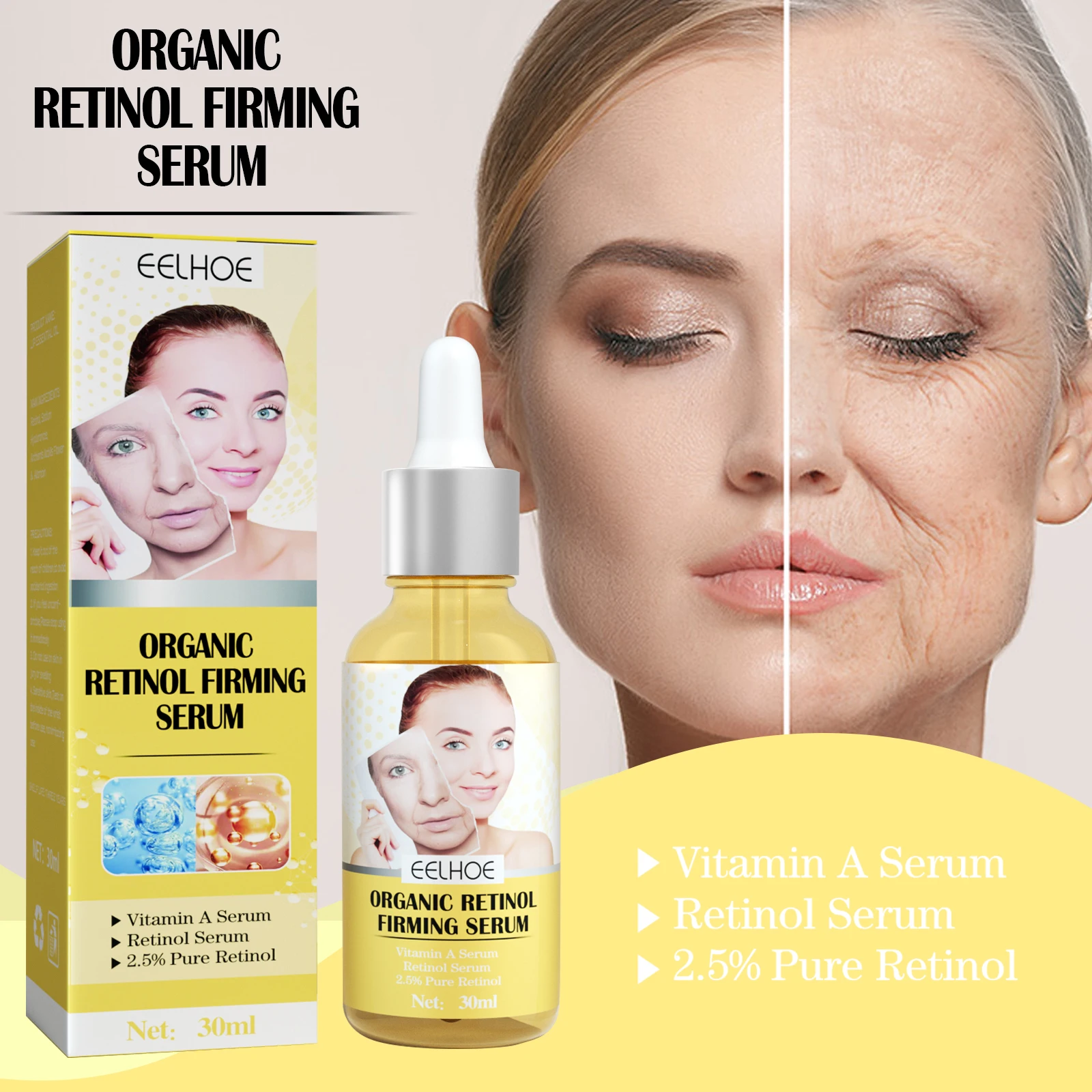 EELHOE Retinol Firming Serum Fade Fine Lines Lift & Firm Skin Moisturize Hydrate Nourish Rejuvenate Facial Essence