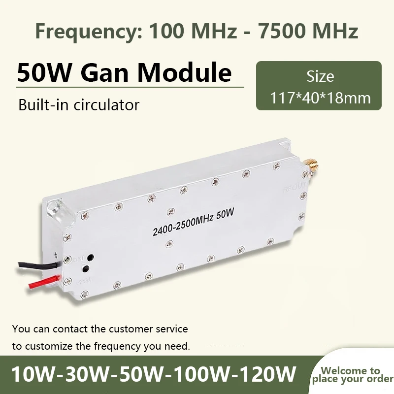 

50WGan module with circulator, LDMOS built-in circulator 500-600MHz 600-700MHz 700-800MHz 800-900MHz 900-1100MHz 5.2g 5.8g 1.5g