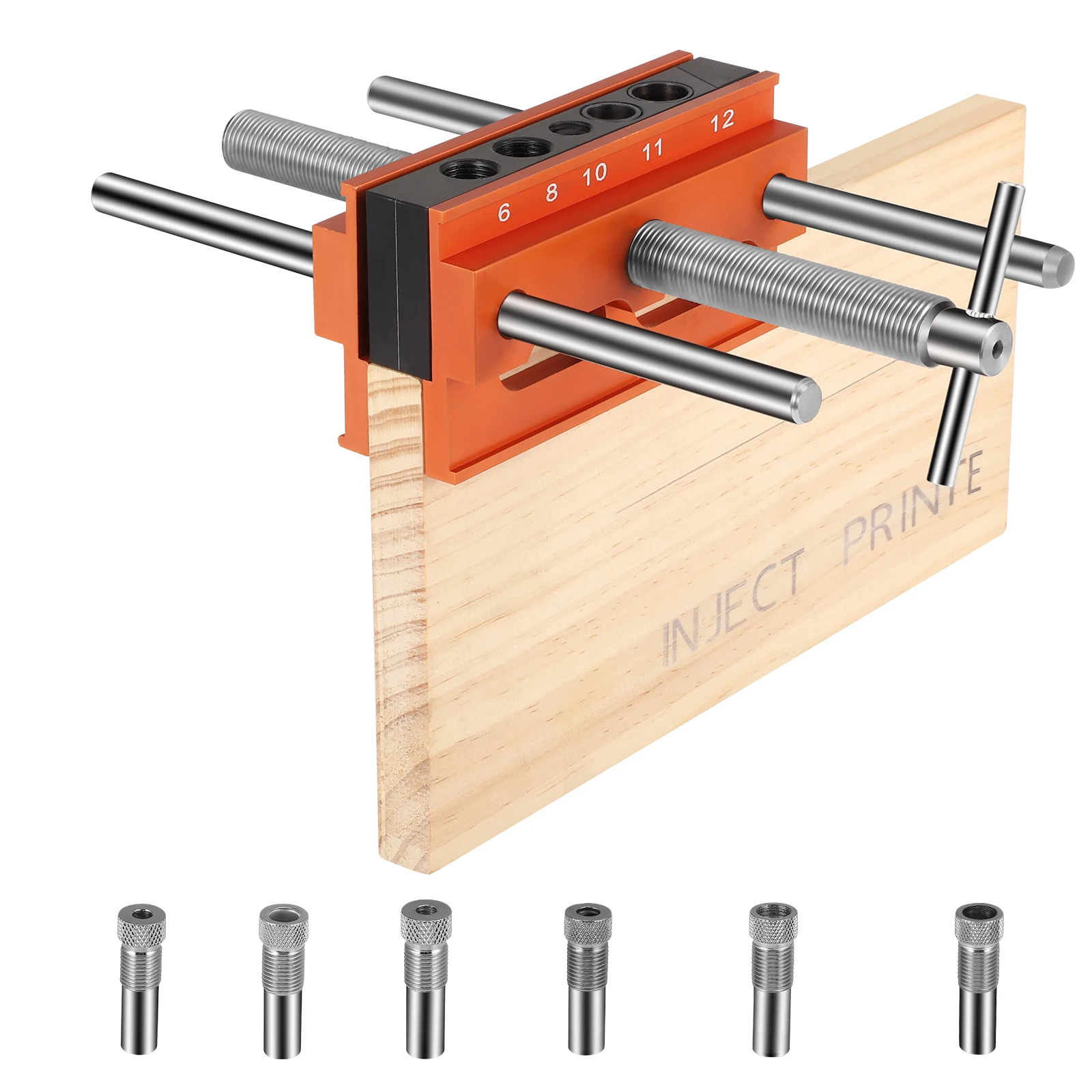 Posizionatore di fori per la lavorazione del legno, localizzatore di punzoni per tasselli in legno regolabile da 6-12 mm, maschera per fori tascabili in alluminio, strumento guida per fori per