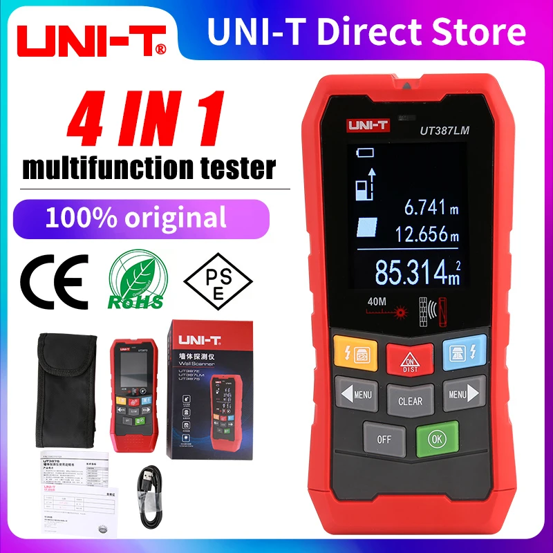 UT387E UT387S UT387LM UNI-T Wall Scanner 4 in 1 Metal Detector Wood Stud Finder AC Voltage Live Cable Wire Depth Sensor B498