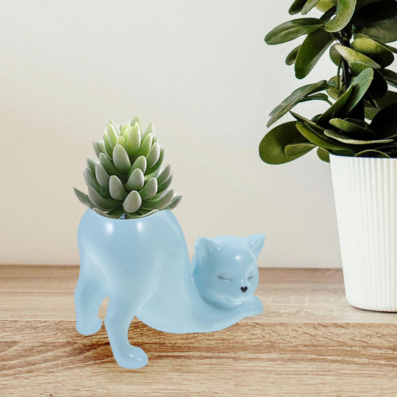 

Animal Ceramic Planter Adorable Shaped Flowerpot Cat Pots Grass Cartoon Succulent