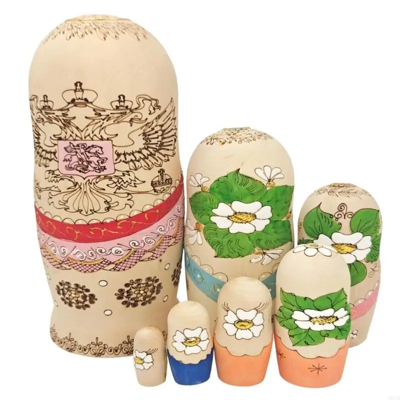 Traditional Russian Matryoshka Dolls with 7 Layers Design Handmade Collectible Souvenir Gift For Kids Adults